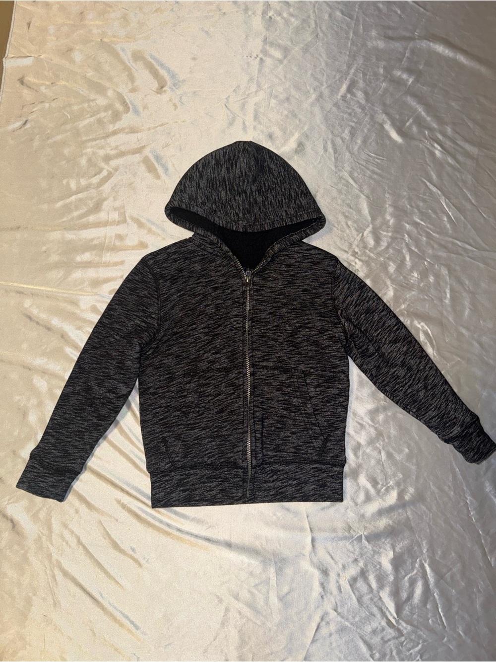 Boys Heather Grey Charcoal Zip-Up Hoodie